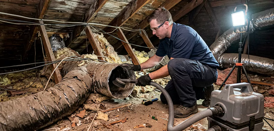 Storm-Damaged Attic Duct Cleaning in Trenton