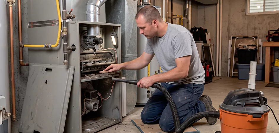 Burner and Heater Compartment Lint Removal in Trenton