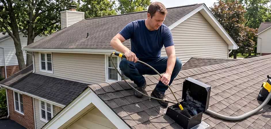 Multi-Story Roof Dryer Vent Cleaning in Trenton